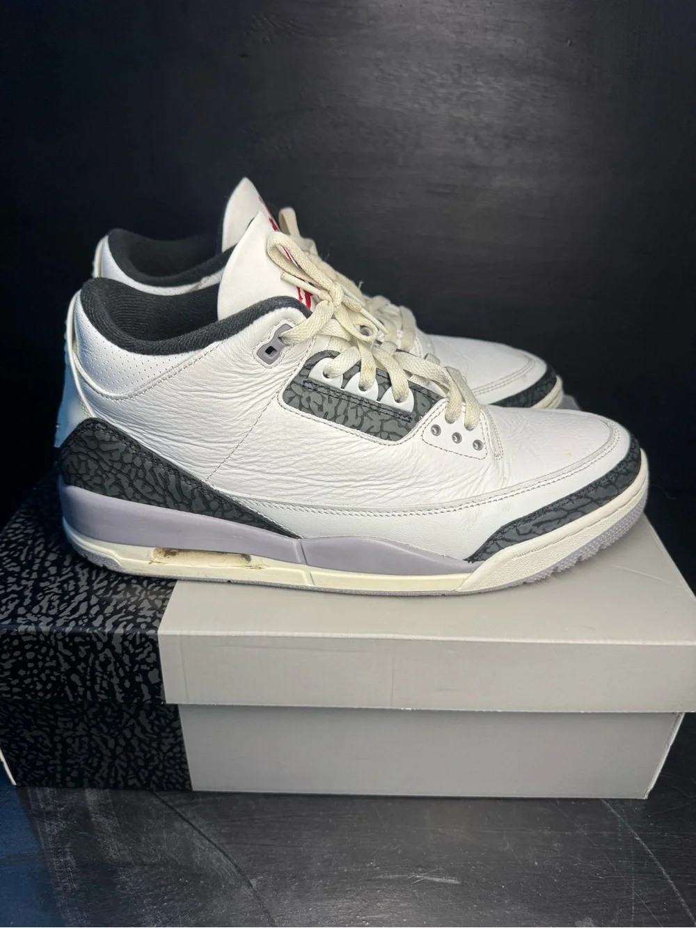 Jordan Men's White and Grey Retro Sneaker with Elephant Print